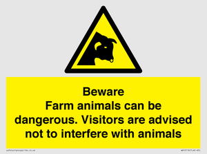 Beware Farm animals can be dangerous. Visitors are advised not to interfere with animals